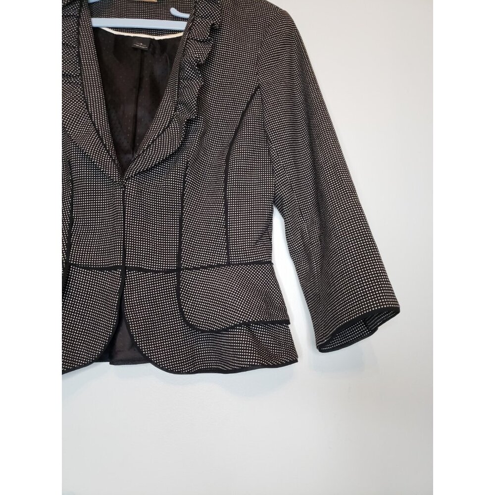 White House Black Market Womens 6 Blazer Ruffle Peplum Office Chic Polkadot - Picture 3 of 7